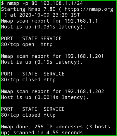 اسکن یک پورت تکی با استفاده از Nmap