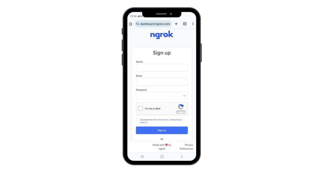 ثبت‌ نام در سایت Ngrok