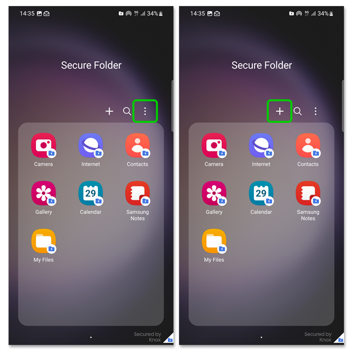 افزودن فایل‌ها و برنامه‌ها به پوشه امن - Secure Folder